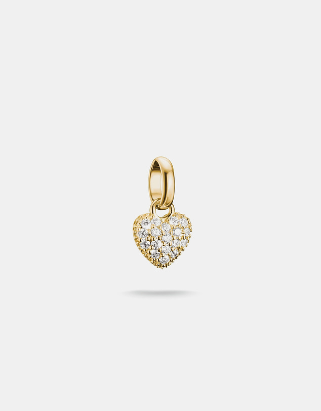 THOMAS SABO - Gold-Plated Heart Charm with Prong-Set White Zirconia