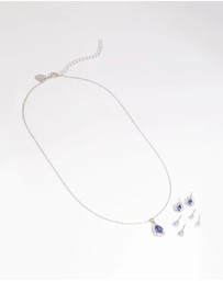 Lovisa - Diamond Simulant Sapphire Necklace & Earrings Set