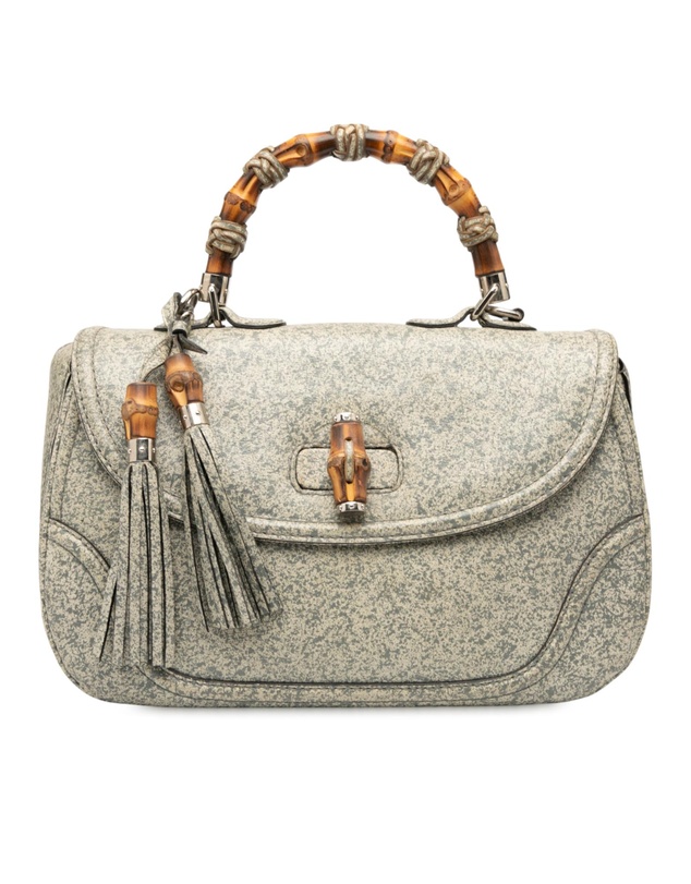 Pre-Loved by Azura Reborn - Pre-Loved Large Speckled Leather New Bamboo Top Handle Bag