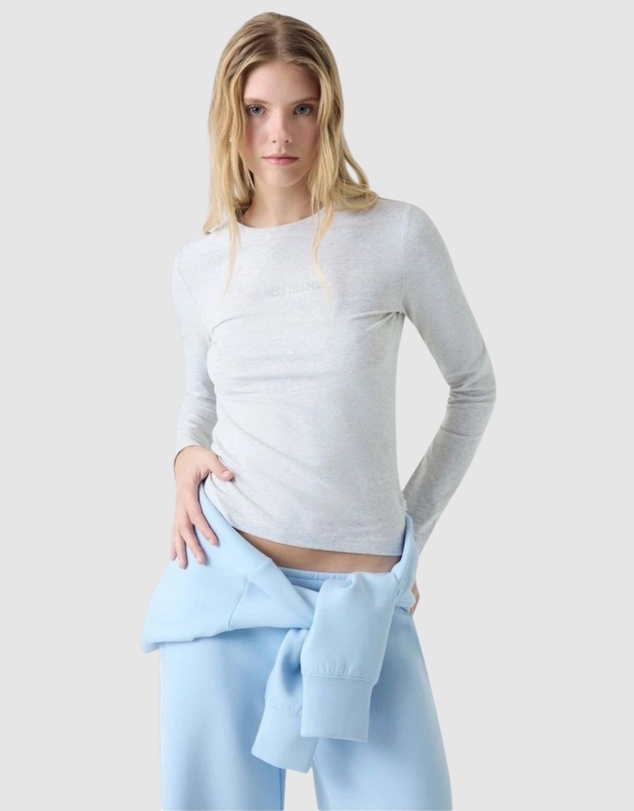 GUESS Jeans - GUESS JEANS Slim Logo Embroidered Long Sleeve T-Shirt