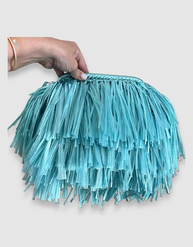 Izoa - Izoa St Tropez Raffia Fringe Clutch