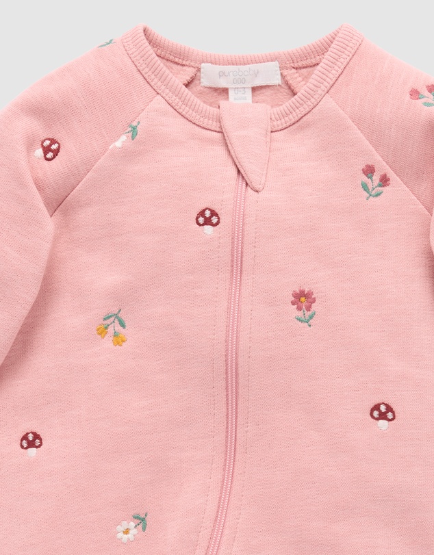 Purebaby - Embroidered Fleece Growsuit -Kids-Babies