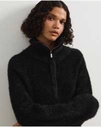 Atmos&Here - Jordie Half Zip Fluffy Turtleneck Sweater