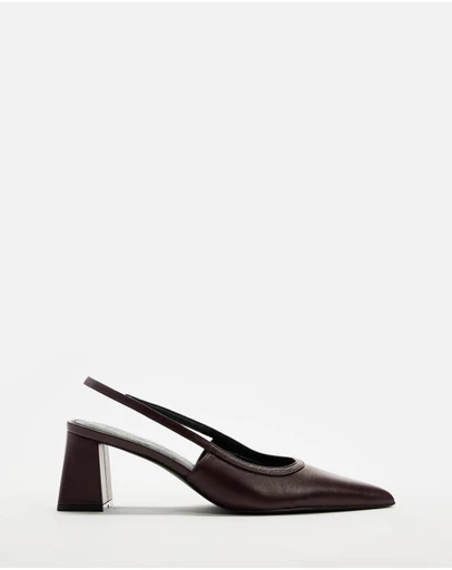 Atmos&Here - Raven Leather Slingback Heels