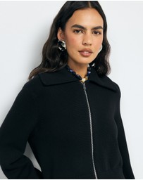 AERE - Lali Organic Cotton Zip Knit Cardigan