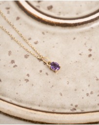 Luna Rae - Solid Gold - Amethyst Necklace