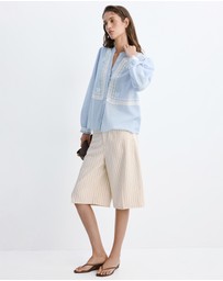 M.N.G - Embroidered Blouse with Scalloped Details