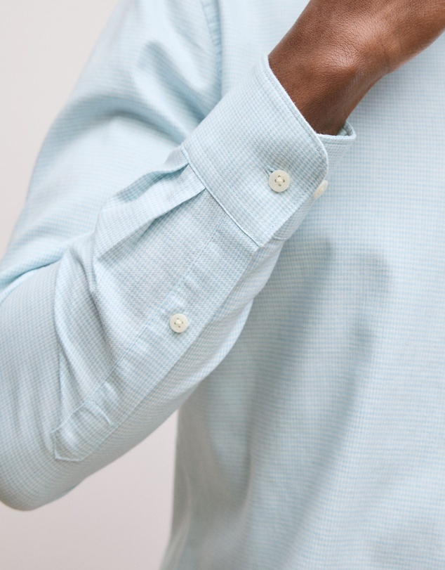 Trenery - Tailored Fit Puppytooth Check Shirt in Duck Egg Blue