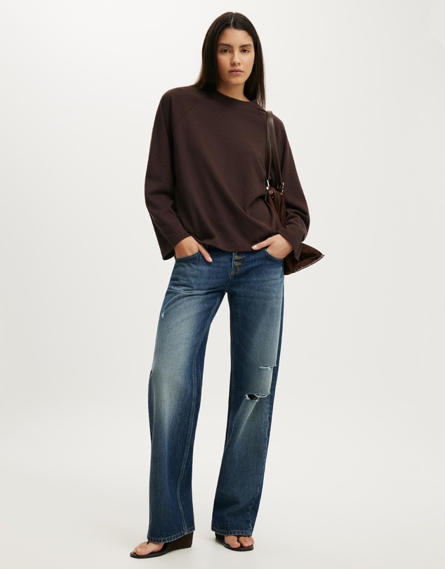 Cotton On - Boxy Raglan Long Sleeve Tee