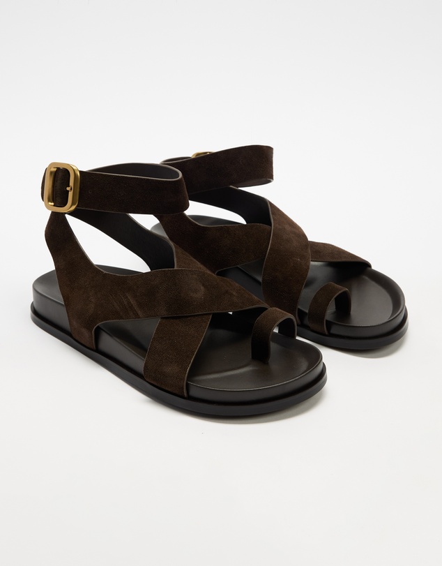 AERE - Leather Crossover Footbed Sandals