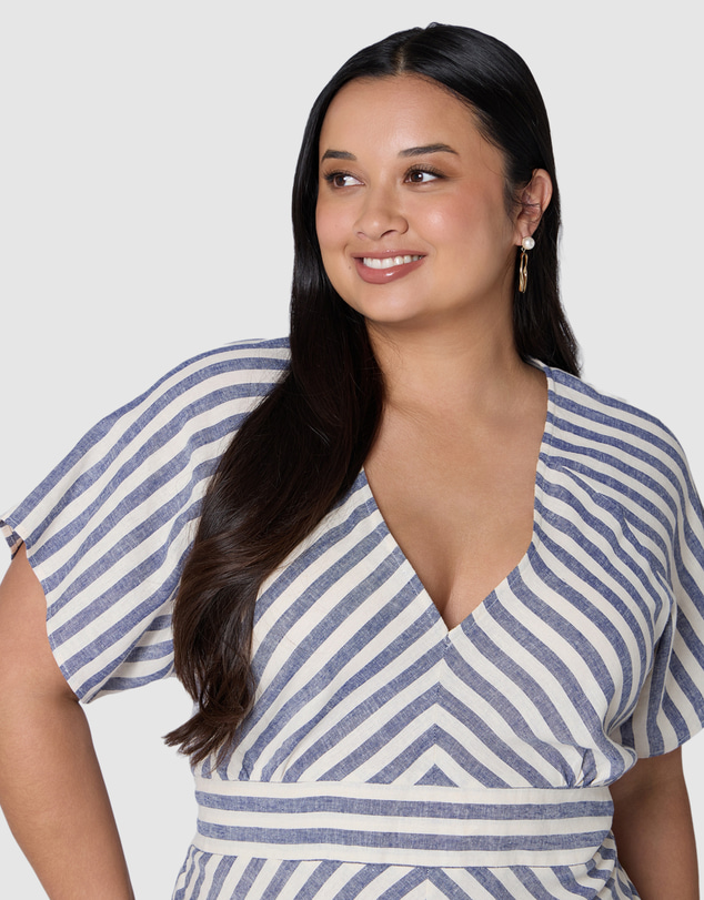 Something 4 Olivia - Allegra Linen Stripe Midi Dress