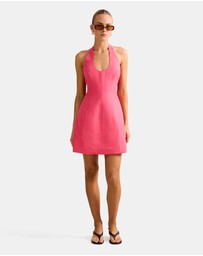Forever New - Esther U-Neck Halter Neck Linen Mini Dress