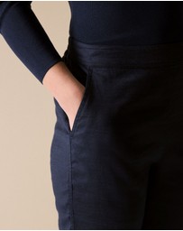 Trenery - Stretch Linen Blend Pull On Pant in Night Sky