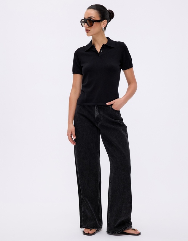 Revibe - Repaired Minima Esenciales Arlen Silk Blend Polo Knit Top - AU 12