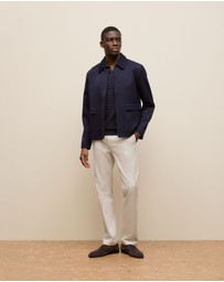 Trenery - Twill Pocket Detail Zip Jacket in Navy