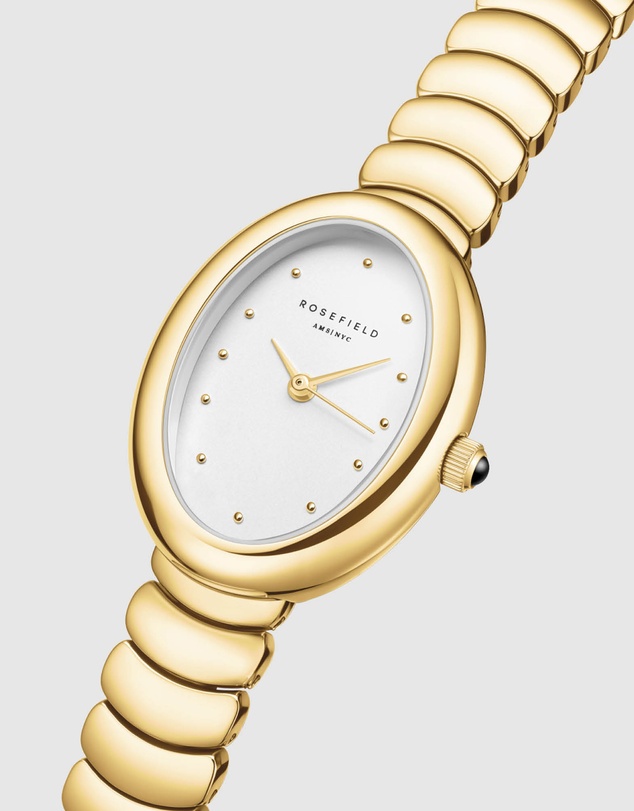 Rosefield - Ovale White Matte Gold-Tone Bracelet Watch