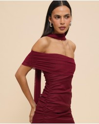 CHANCERY - Bree One Shoulder Self Scarf Maxi Dress