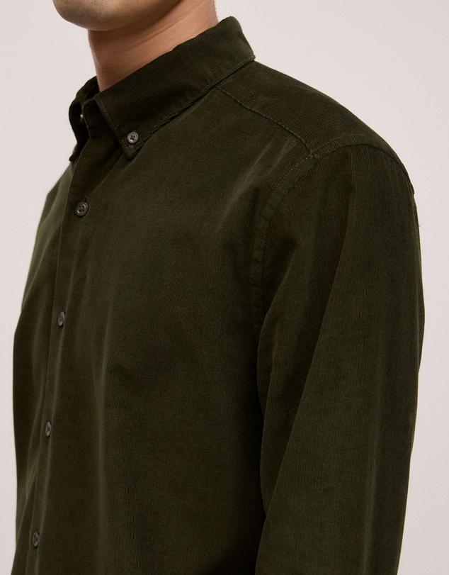 Trenery - Regular Fit Cord Shirt in Winter Moss