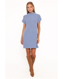 Petal & Pup - Wright Knit Mini Dress - Dusty Blue
