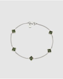 Kuzzoi - ICONIC EXCLUSIVE - Bracelet Male Cloverleaf Enamel Green 925 Sterling Silver