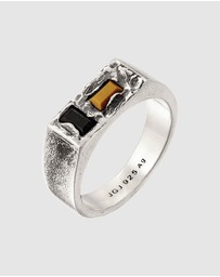 Haze & Glory - ICONIC EXCLUSIVE - Ring Men Signet Tigers Eye Onyx 925 Sterling Silver