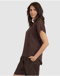 CAMIXA - Martina Linen V-Neck T-shirt
