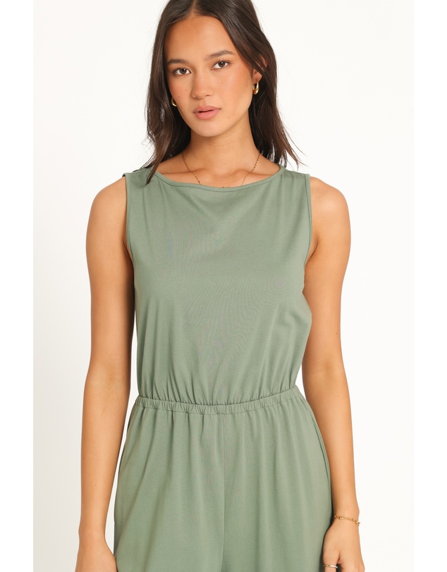 Petal & Pup - Sansa Stretch Jumpsuit - Sage Green