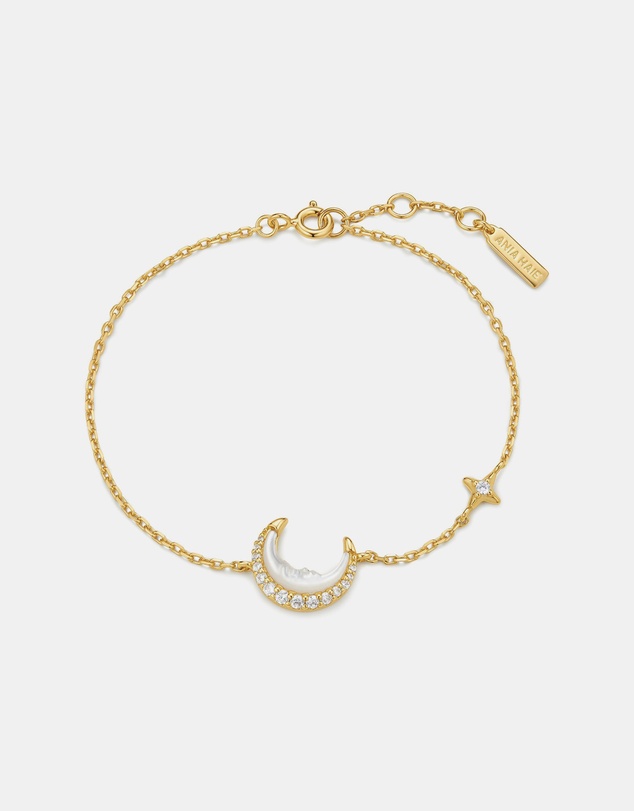 Ania Haie - Gold Mother-of-Pearl Crescent Moon Bracelet