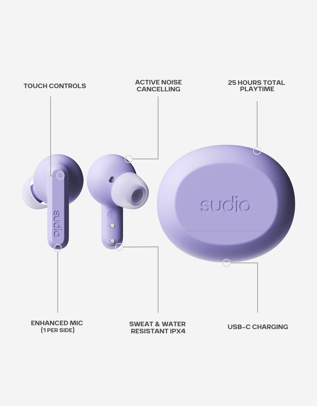 Sudio - A3 Pro - True Wireless Bluetooth 5.4 Headphones/Earbuds, Active Noise Cancelling