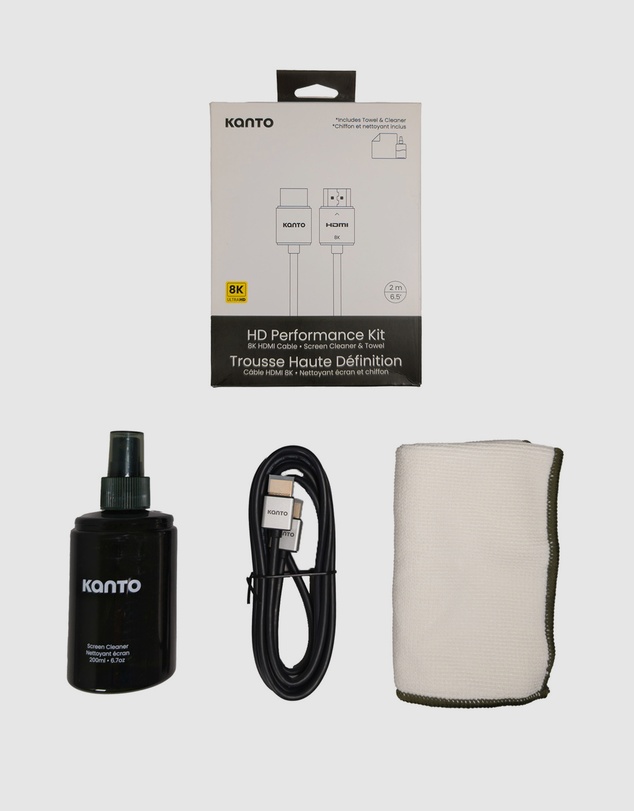 iWorld - Kanto HD Performance Kit - Screen Cleaner, Microfibre Towel, 8K HDMI Cable, 2mtr