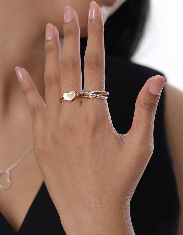 Elli Jewelry - Heart Signet Ring in Gold-Plated 925 Silver