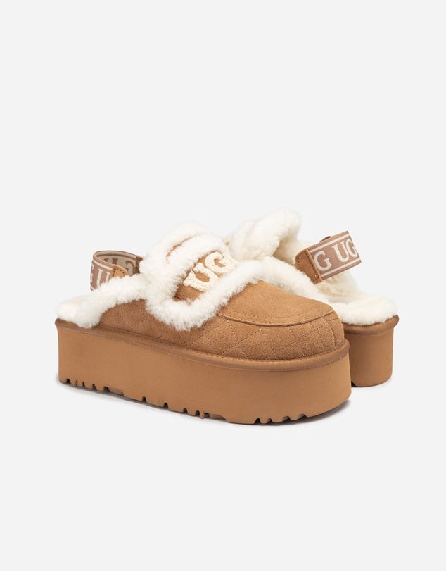Ozwear Connection Uggs - Ugg Violet Matelassé Shearling Super Platform (6cm) Slipper (Elastic Logo) (Detachable Feature)
