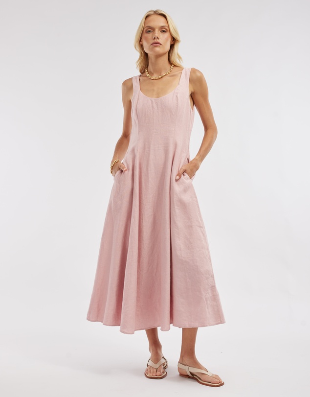 Amelius - Anna Panelled Linen Midi Dress