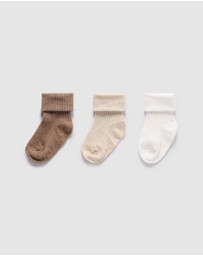 Purebaby - 3 Pack Rib Socks -Kids-Babies