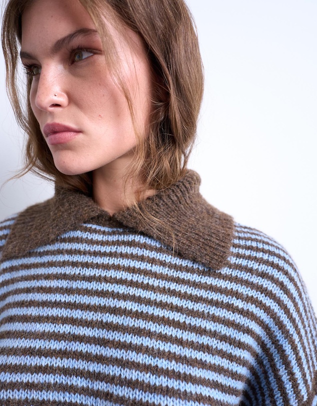 TOPSHOP - Topshop Knitted Stripe Collar Jumper