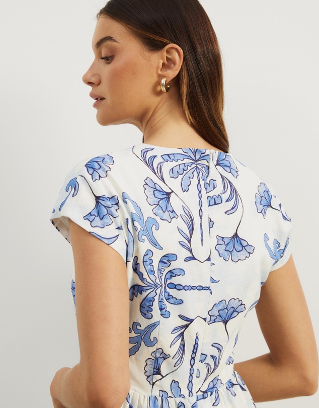 Atmos&Here - Anna Tie Front Linen Blend Maxi Dress