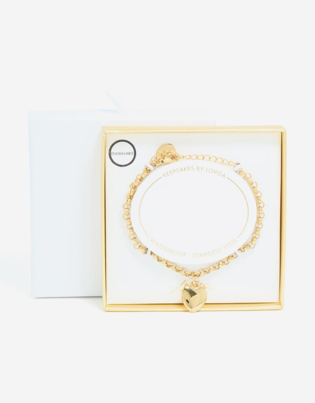 Lovisa - Waterproof Gold Plated Stainless Steel Chunky Heart Bracelet