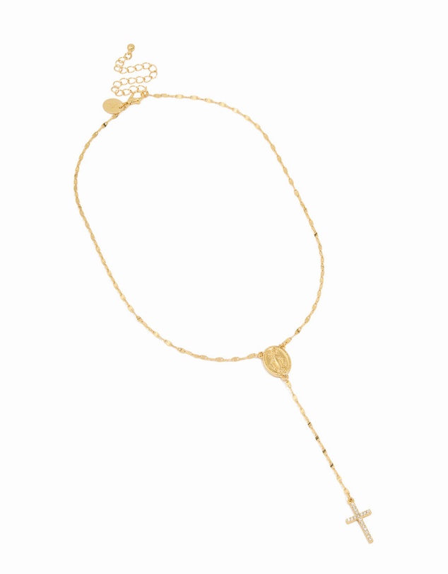 Lovisa - Gold Plated Diamante Cross Y-Necklace