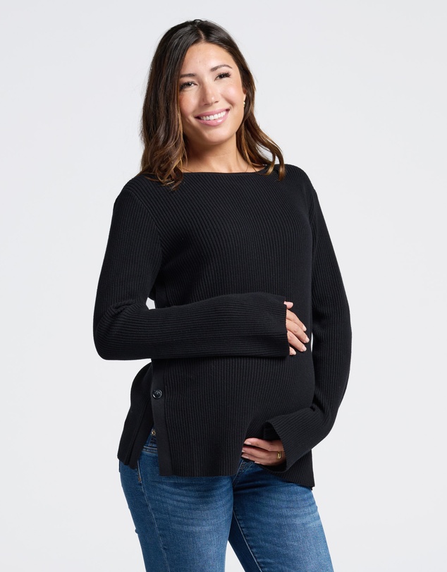 Angel Maternity - Arial Maternity Oversized Luxury Knit Nursing Jumper in Black
