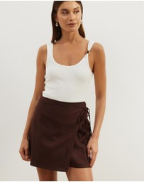 Atmos&Here - Jemima Linen Blend Mini Wrap Skirt