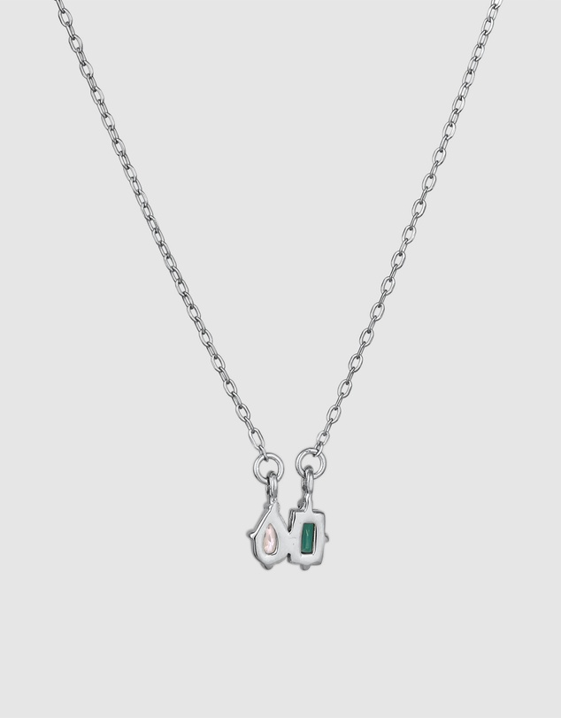 Elli Jewelry - Necklace Emerald Rectangle 925 Sterling Silver