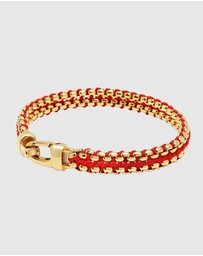 Nialaya Jewellery - Red Woven 8mm Box Chain Bracelet in Gold