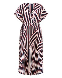 City Chic - Plus size Eloisa Timeless Stripe Pleat Dress - bone