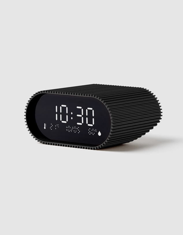 Lexon - Lexon Ray Clock Lcd Alarm Clock With Temperature / Humidity Display - Black