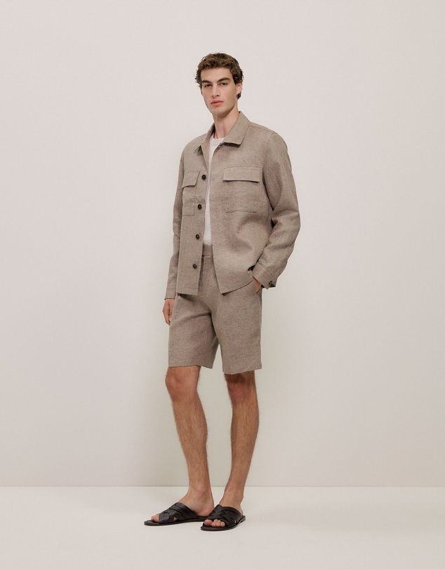 Trenery - Yarn Dyed Linen Twin Pocket Jacket in Otter