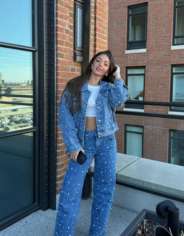 Beginning Boutique - Denim Dazzle Pearl Mid Wash High Waisted Jeans