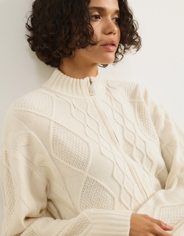 Atmos&Here - Evie Two-Way Zip Cable Knit Cardigan