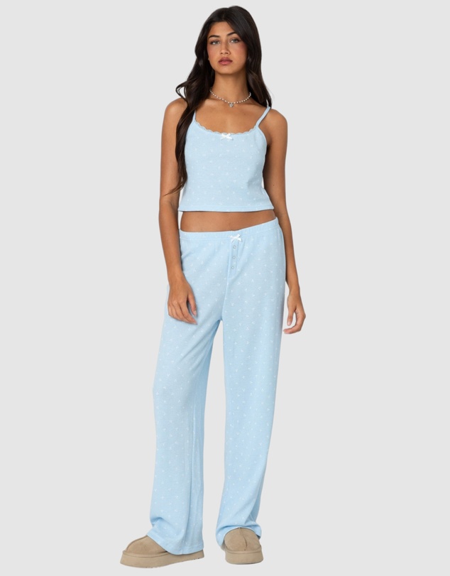 EDIKTED - Petal Printed Waffle Pants