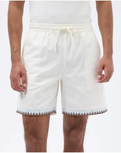 AERE - Relaxed Printed Linen Blend Shorts
