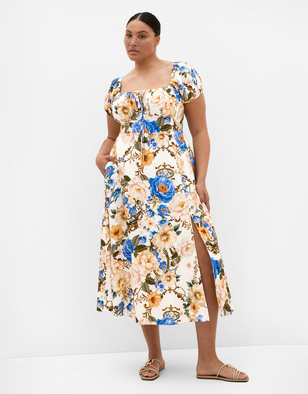 City Chic - Plus size Abbigail Regal Print Maxi Dress - ivory